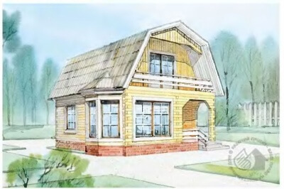 Проект деревянного дома с эркером 64 кв.м. 104/58. Фасады, планировки(анонс).