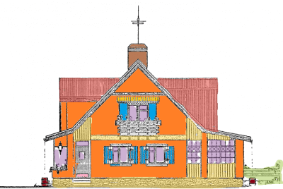 Проект дома с печным отоплением № 91/11. Фасады, планировки(анонс).