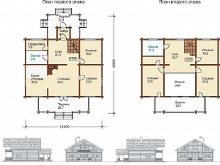Проект брусового дома 110/137. Планировка 1 и 2 этажа
