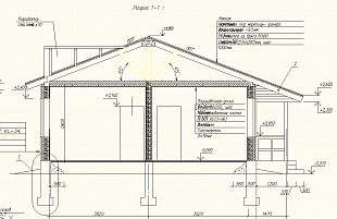 Проект одноэтажного дома из дерева с двускатной крышей № 91/21