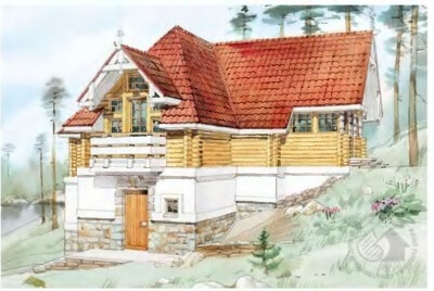 Проект дома для наклонного участка 104/170. Фасады, планировки(анонс).
