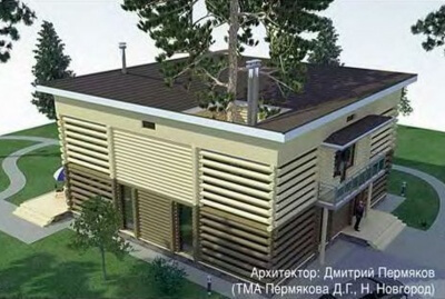 Проект коттеджа (дачного дома) № Проект загородного дома № 100/146 «Гнездо». Фасады, планировки(анонс).