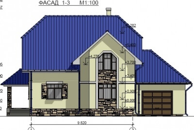 Проект двухэтажного кирпичного дома с гаражом № 103/13. Фасады, планировки(анонс).