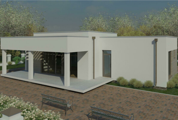Проект дома из газобетона с панорамными окнами 93/н-23.. Фасады, планировки(анонс).