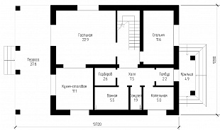 Проект двухэтажного дома из пеноблоков до 200 кв.м. Планирока 1