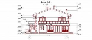 Проект двухэтажных домов. Дом с террасой и балконом  92/100. Разрез 1.