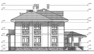 ﻿Проект двухэтажного дома коттеджа с чертежами бесплатно 92/78. Вид 4.