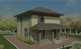 Проект двухэтажного дома из пеноблоков до 200 кв.м. Вид 2.