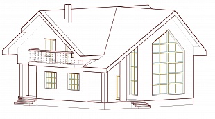 Проект современного дома с панорамным остеклением 92/106. Вид 1.
