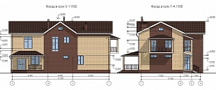 Проекты двухэтажных домов с гаражом. Проект из пеноблоков 92/186. Фасад 3.
